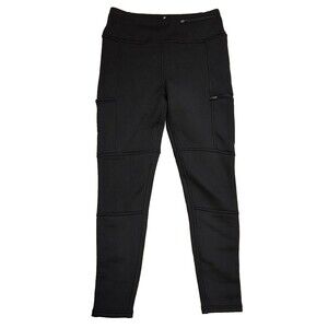 Kyodan Outdoor Womens Black Fleece Lined Leggings Medium Zip Pocket Stretch